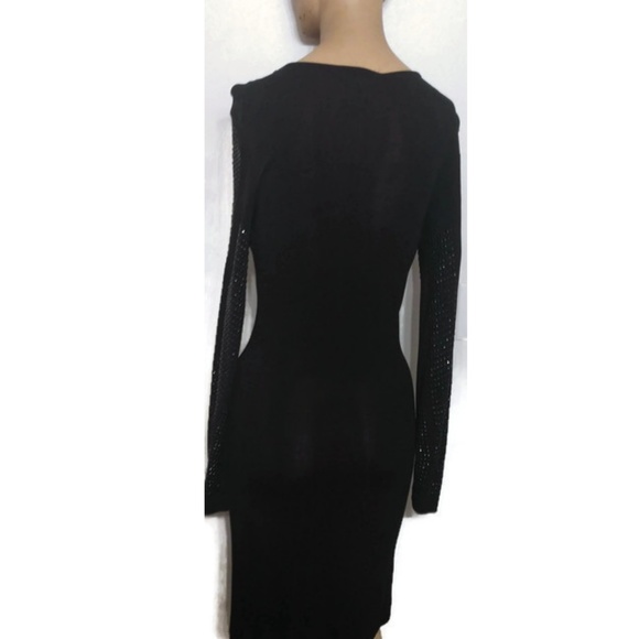 Black Sheath Dress Embellished Carmen Marc Valvo - Picture 7 of 7